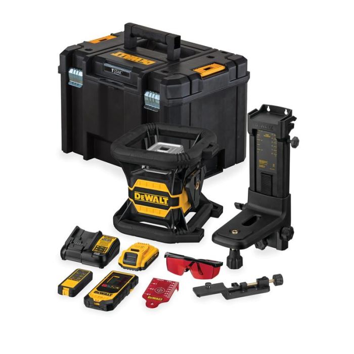 DeWALT - Nivela laser, complet rotativa, 360°, rosie, 600 m, detector [DCE080D1RS-QW]