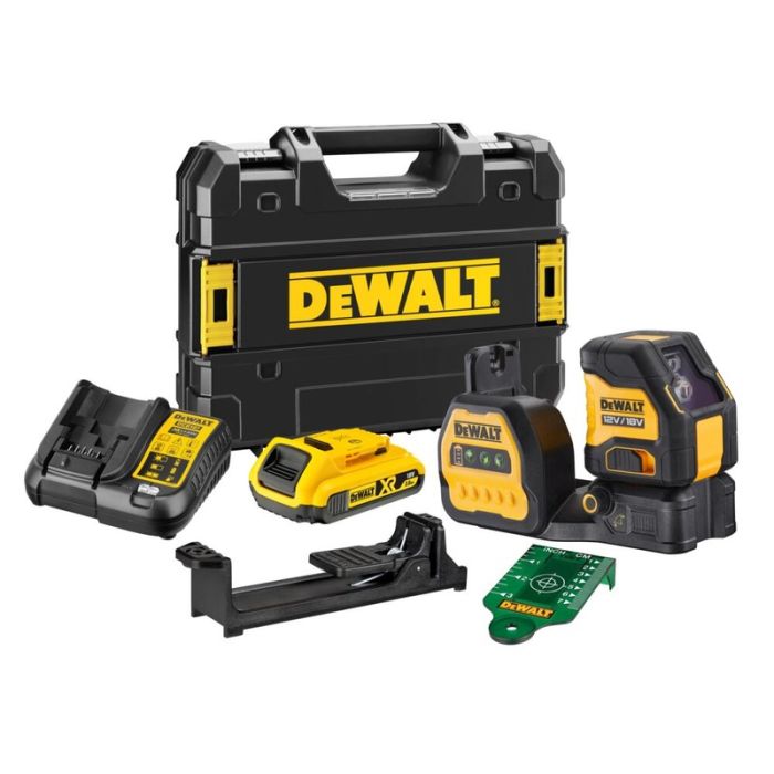 DeWalt - Nivela laser cu linii verzi cu acumulator 18V, 2.0Ah, valiza [DCE088D1G18-QW]