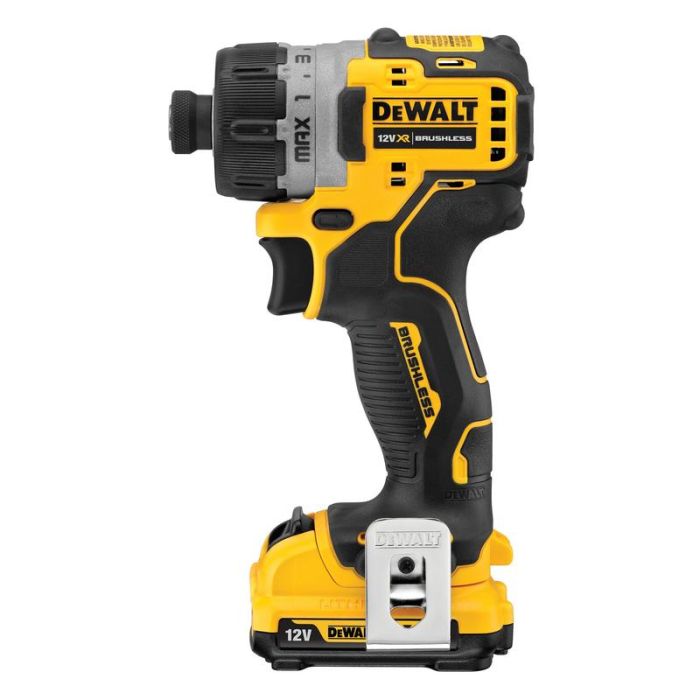 DeWALT - Masina de insurubat cu impact 80Nm, Hex 1/4", cu 2 acumulatori 12V, 2.0Ah, incarcator, valiza [DCF601D2-QW]