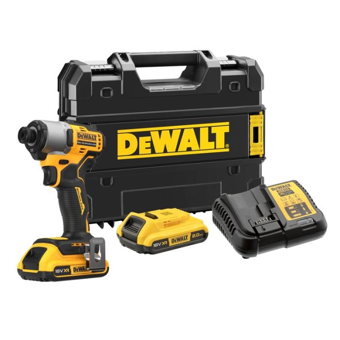 DeWALT - Masina de insurubat cu impact 192Nm, Hex 1/4", cu 2 acumulatori 18V, 2.0Ah, incarcator, valiza [DCF840D2T-QW]