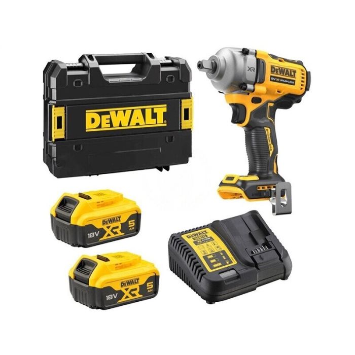 DeWALT - Masina de insurubat cu impact 812Nm, patrat 1/2", cu 2 acumulatori 18V, 5.0Ah, incarcator, valiza [DCF892P2T-QW]