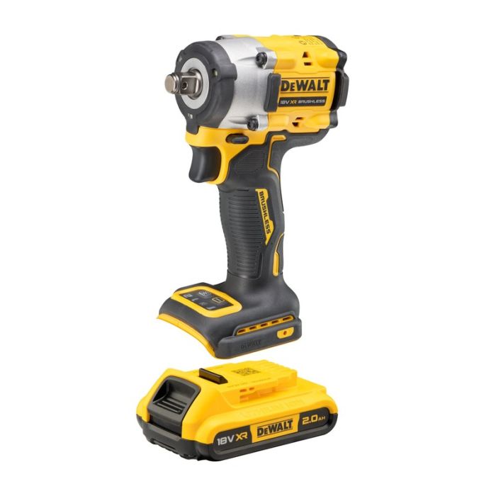 DeWALT - Masina de insurubat cu impact 406Nm, patrat 1/2", cu 2 acumulatori 18V, 2.0Ah, incarcator, valiza [DCF921D2T-QW]