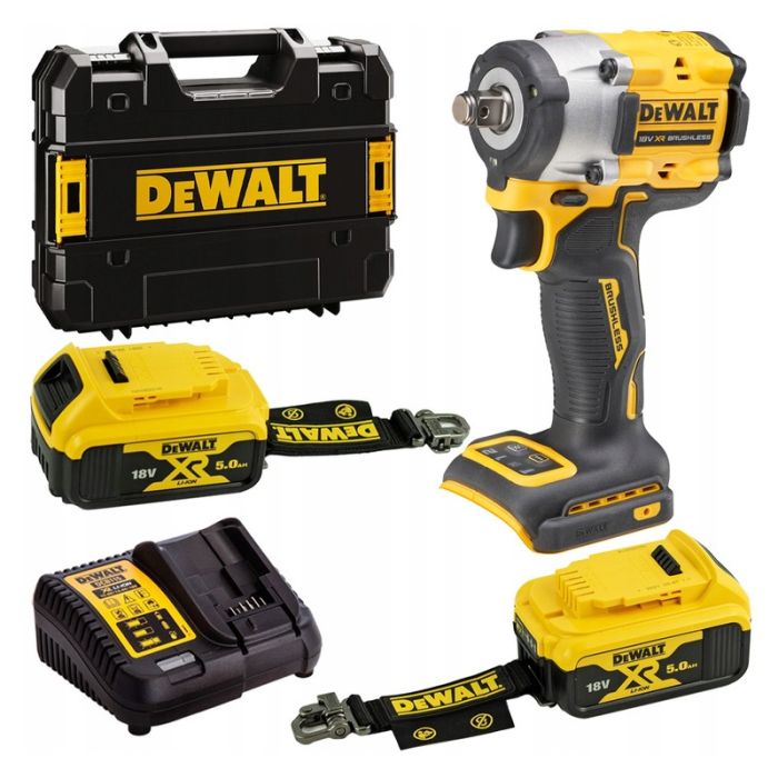 DeWALT - Masina de insurubat cu impact 406Nm, patrat 1/2", cu 2 acumulatori 18V, 5.0Ah, incarcator, valiza + sistem lucru la inaltime [DCF921P2LRT-QW]