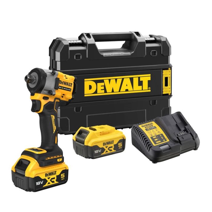 DeWALT - Masina de insurubat cu impact 406Nm, patrat 1/2", cu 2 acumulatori 18V, 5.0Ah, incarcator, valiza [DCF922P2T-QW]