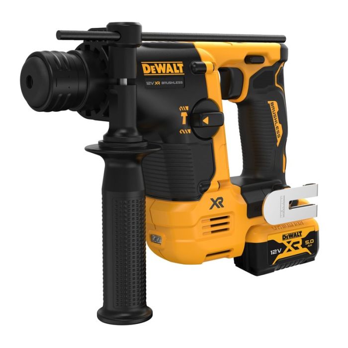 DeWALT - Ciocan rotopercutor SDS Plus, 1.1 J, 14mm, 1.7kg, cu acumulator 12V 2x5.0Ah, incarcator, TSTAK [DCH072P2-QW]