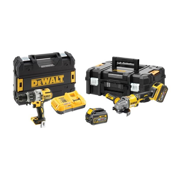 DeWALT - Set 2 scule DCD996N, DCG414N, 2 acumulatori 54V/18V, 6Ah, incarcator, 2 cutii TStak [DCK2055T2T-QW]