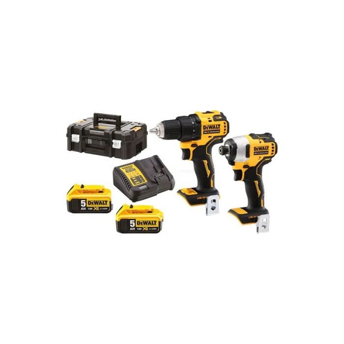 DeWALT - Set 2 scule DCF809N, DCD708N, cu acumulatori 18V, 2x5.0Ah, incarcator si cutie TSTAK [DCK2061P2T-QW]