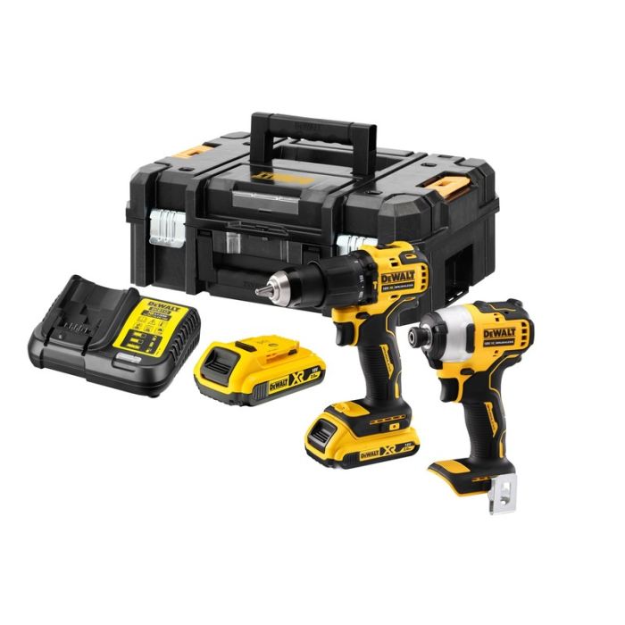 DeWALT - Set 2 scule DCD709N, DCF809N, cu acumulatori 18V, 2x2.0Ah, incarcator si cutie TSTAK [DCK2062D2T-QW]