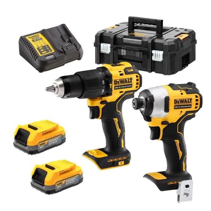 DeWALT - Set 2 scule DCD709N, DCF809N, cu acumulatori 18V, 2x1.7Ah, incarcator si cutie TSTAK [DCK2062E2T-QW]