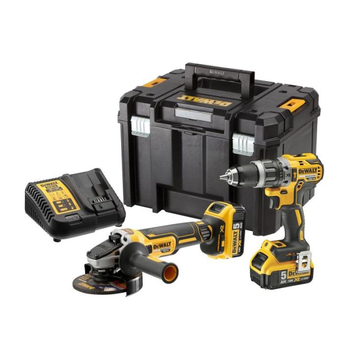 DeWALT - Set 2 scule DCD796, DCG405, 2 acumulatori 5Ah, incarcator, cutie Tstak [DCK2080P2T-QW]