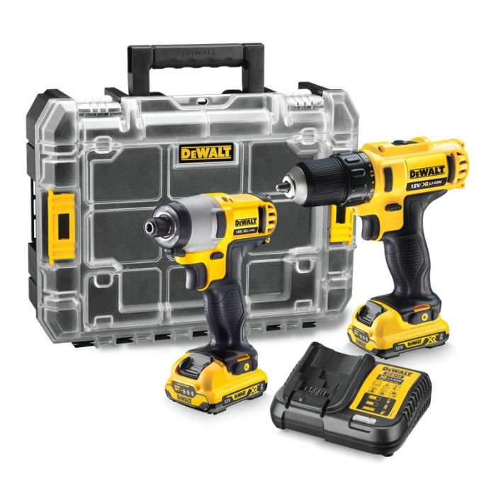 DeWALT - Set 2 scule 12V, DCD710N, DCF815N, 2x2.0Ah, valiza depozitare capac transparent [DCK211D2T-QW]