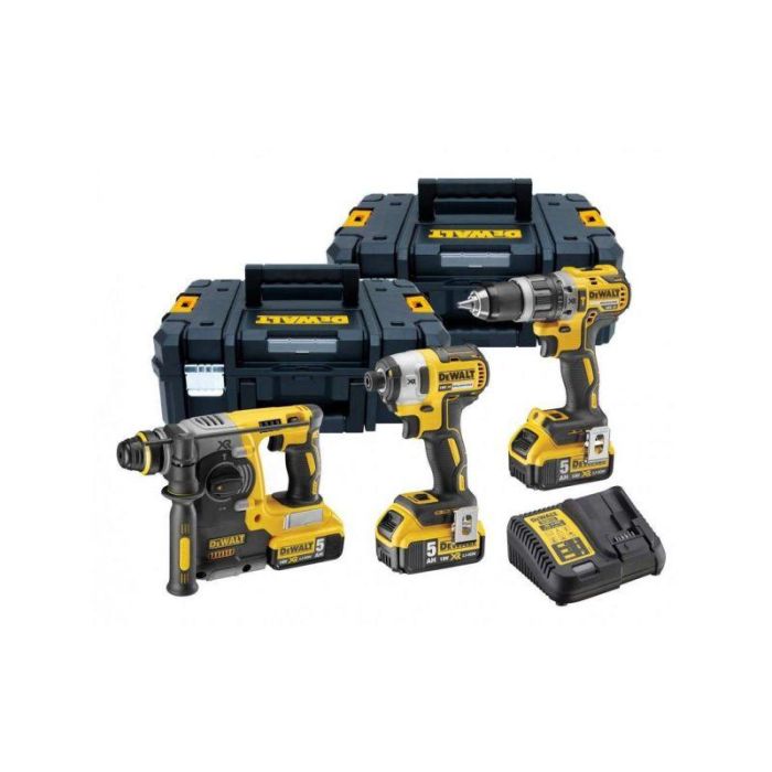 DeWALT - Set 3 scule 18V DCH273, DCD796, DCF887, DCB184x3, incarcator, cutie TSTAK IIx2 [DCK368P3T-QW]