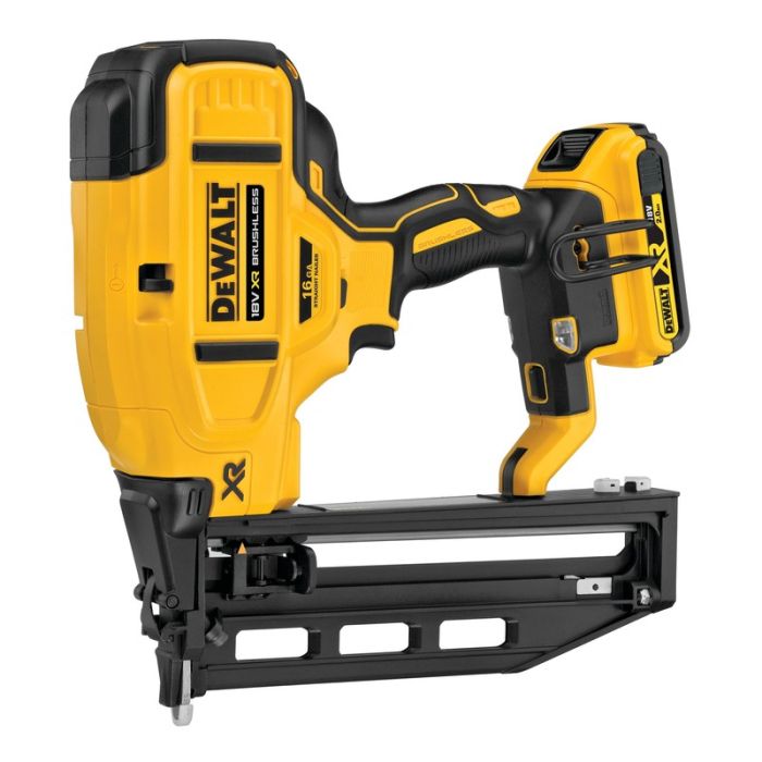 DeWALT - Pistol de batut cuie 16Ga, 32-64mm, 1.6mm, 0 grd,  cu acumulator 18V 2x2.0Ah, incarcator, cutie [DCN662D2-QW]