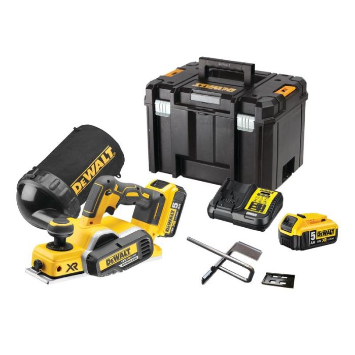 DeWALT - Masina de rindeluit, cu 2 acumulatori XR 18V, 5.0Ah, incarcator, valiza [DCP580P2-QW]