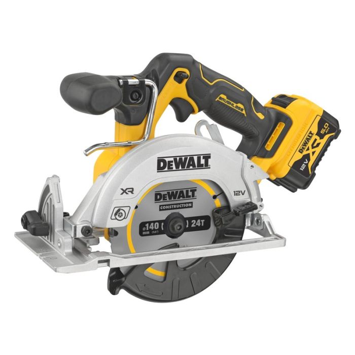 DeWALT - Fierastrau circular 12V, fara perii, panza 140x20mm, taiere max 47mm, 2x5.0Ah, TSTAK [DCS512P2-QW]