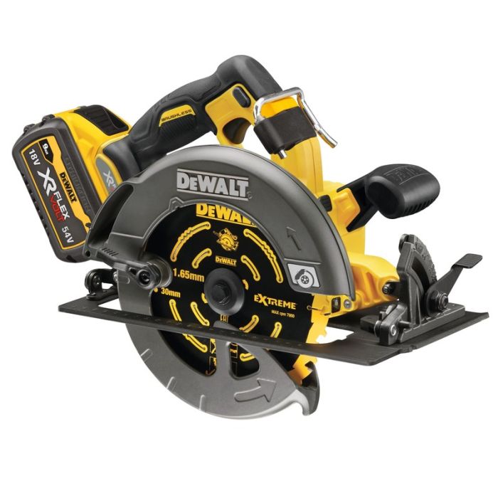 DeWALT - Fierastrau circular 54V, fara perii, panza 190x30mm, taiere max 67mm, 2x9.0Ah, TSTAK [DCS578X2-QW]