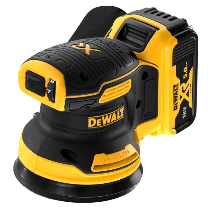 DeWALT - Slefuitor cu excentric 125mm, fara perii, cu acumulator 18V 2x5.0Ah, incarcator, TSTAK [DCW210P2-QW]