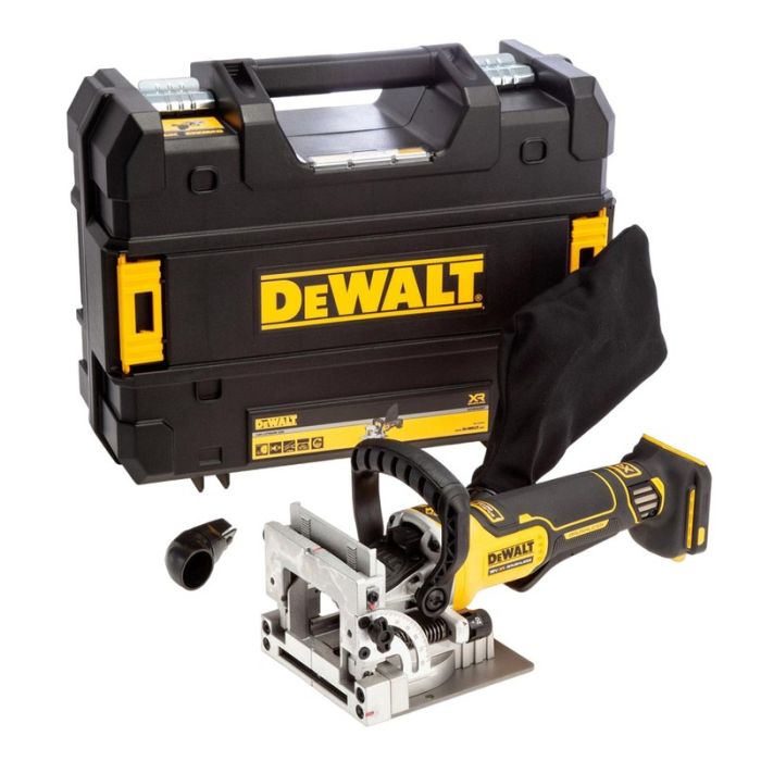 DeWALT - Masina de imbinat biscuiti de lemn 18V, adancime frezare 20mm, fara perii, compatibil cu acumulator si incarcator, valiza TSTAK [DCW682NT-XJ]