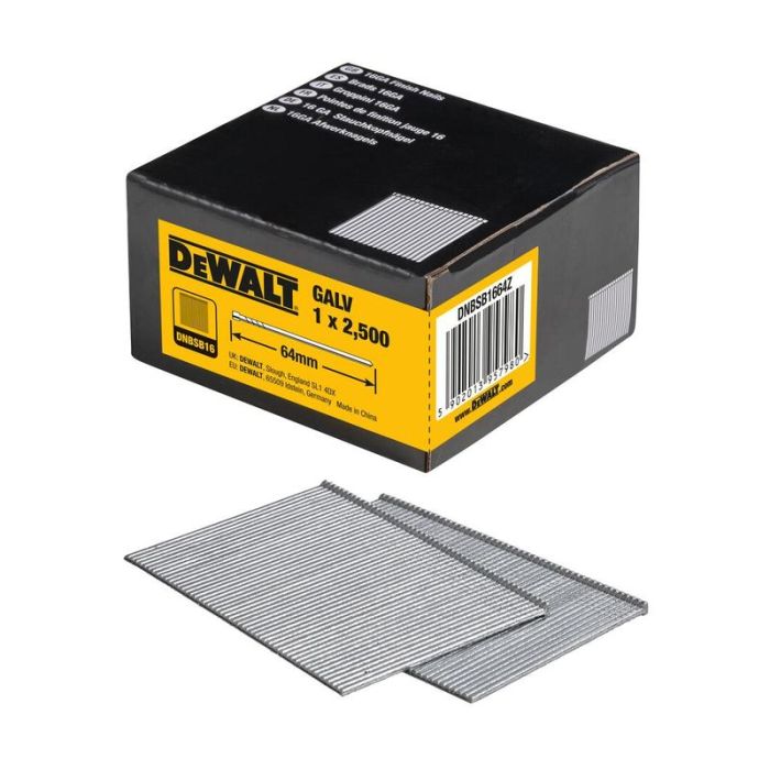 DeWALT - Cuie fara cap galvanizate 2.5m, 16GA, 64mm [DNBSB1664Z]