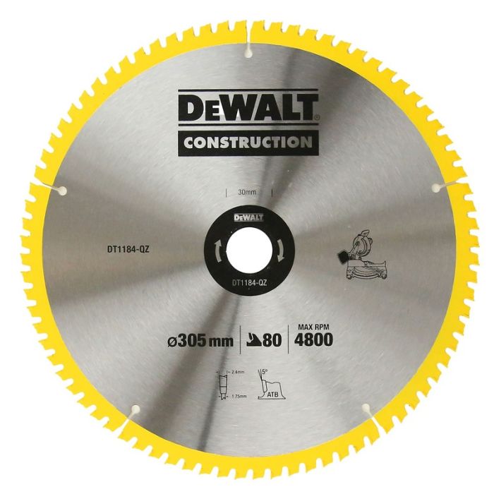 DeWALT - Disc fierastrau circular pentru lemn, 305x30x2.4mm, 80 dinti [DT1184-QZ]