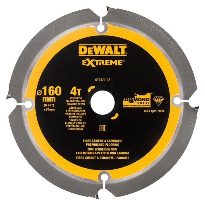 DeWALT - Disc de taiere fibrociment PCD pentru fierastrau circular 160x20x1.8mm [DT1470-QZ]