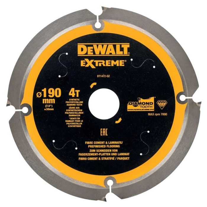 DeWALT - Disc de taiere fibrociment PCD pentru fierastrau circular 190x30x1.8mm [DT1472-QZ]