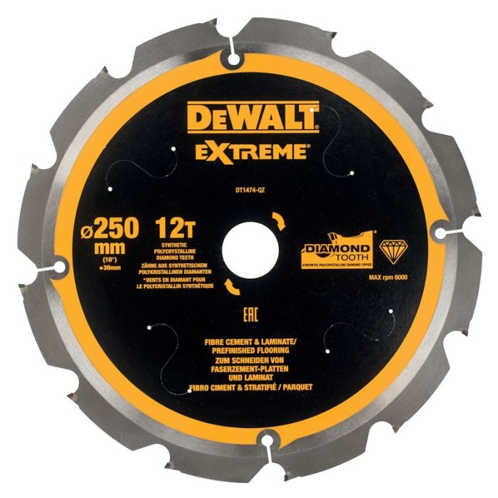 DeWALT - Disc de taiere fibrociment PCD pentru fierastrau circular 250x30x2.2mm [DT1474-QZ]