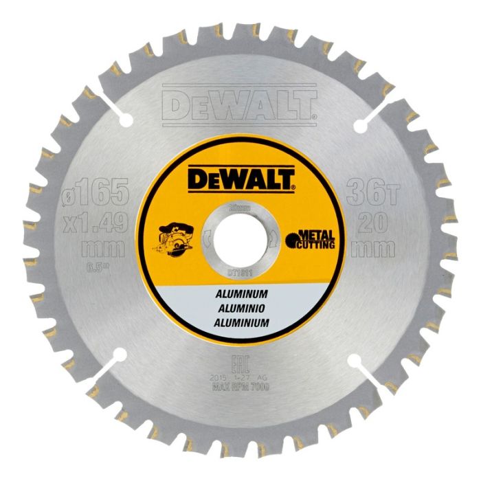 DeWALT - Disc de taiere aluminiu pentru fierastrau circular cu acumulator 165x20x1.5mm [DT1911-QZ]