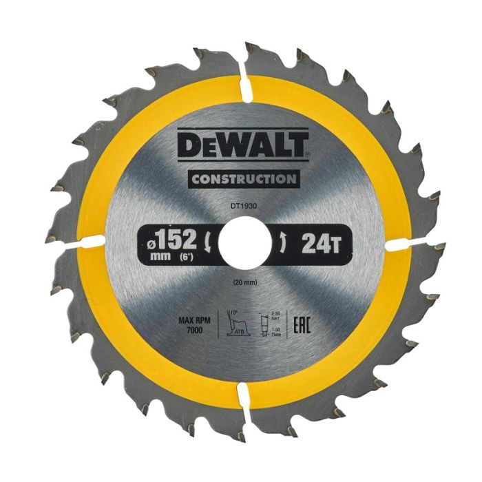 DeWALT - Disc Construction pentru fierastrau circular de mana 152x20x2.4mm [DT1930-QZ]