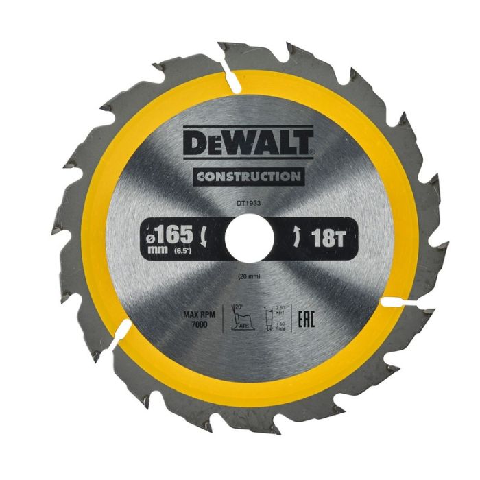 DeWALT - Disc Construction pentru fierastrau circular de mana 165x20x2.4mm [DT1933-QZ]