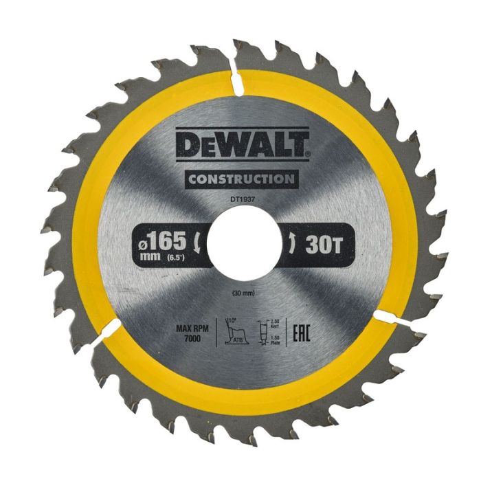 DeWALT - Disc Construction pentru fierastrau circular de mana 165x30x2.5mm [DT1937-QZ]