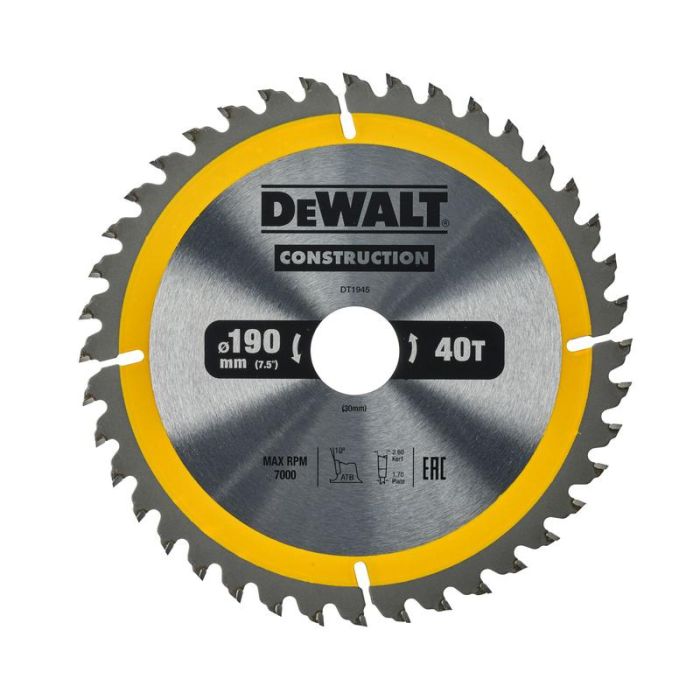 DeWALT - Panza fierastrau circular 190x30x2.6mm, 40 dinti [DT1945-QZ]