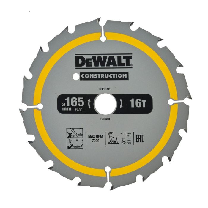 DeWALT - Disc Construction pentru fierastrau circular 165x20x1.65mm [DT1948-QZ]