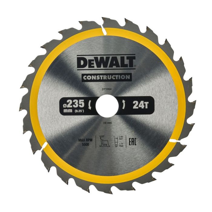 DeWALT - Panza fierastrau circular CONSTRUCTION, 235x30x2.6mm, 24 dinti [DT1954-QZ]