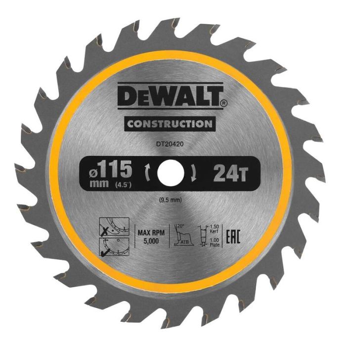 DeWALT - Panza fierastrau circular pentru lemn 115x9.5x1.5mm, 24 dinti [DT20420-QZ]