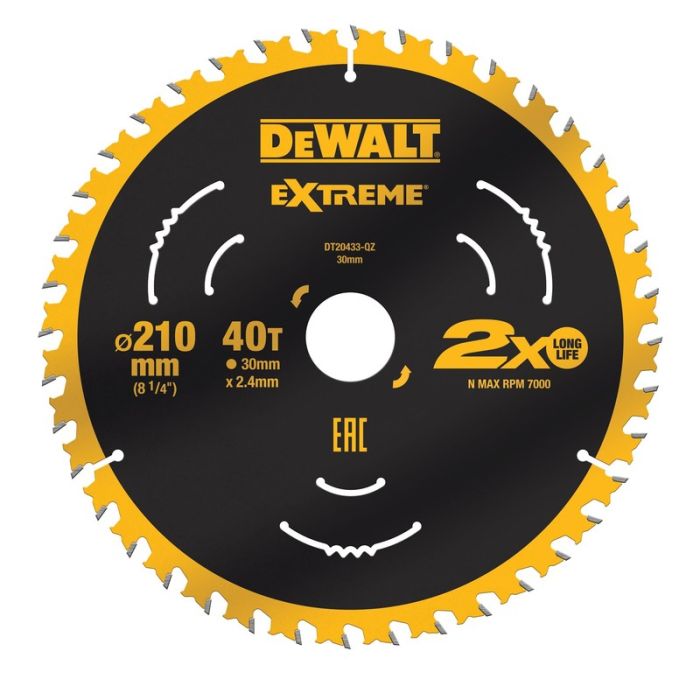 DeWALT - Panza fierastrau circular EXTREME, 210x30x2.4mm, 40 dinti [DT20433-QZ]