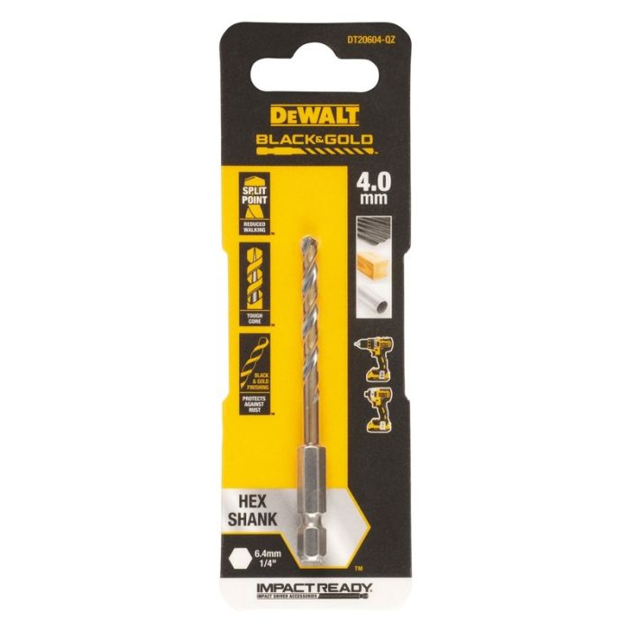 DeWALT - Burghiu HSS-G Black&Gold HEX, 4mm [DT20604-QZ]