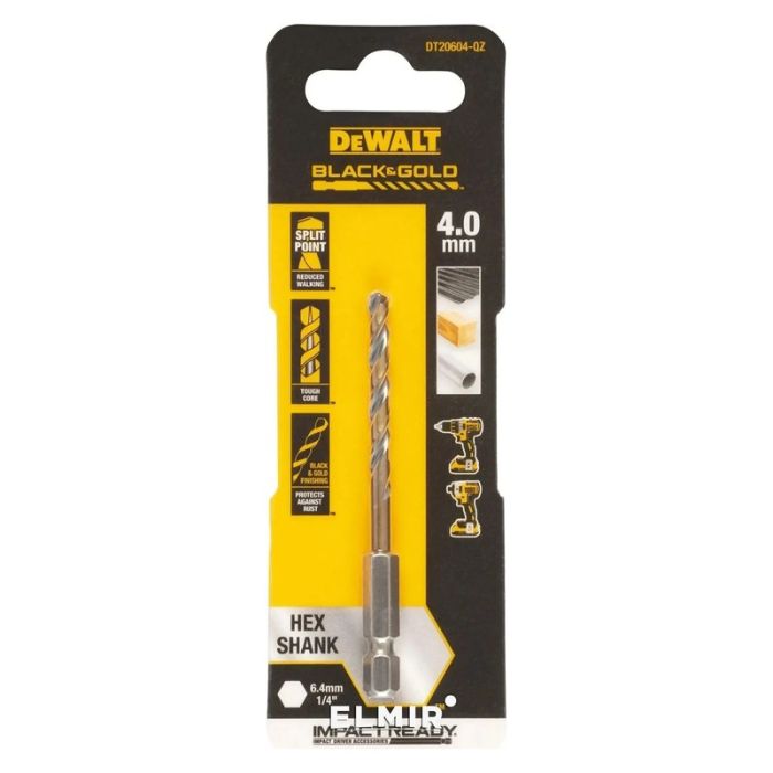 DeWALT - Burghiu HSS-G Black&Gold HEX, 4.5mm [DT20605-QZ]