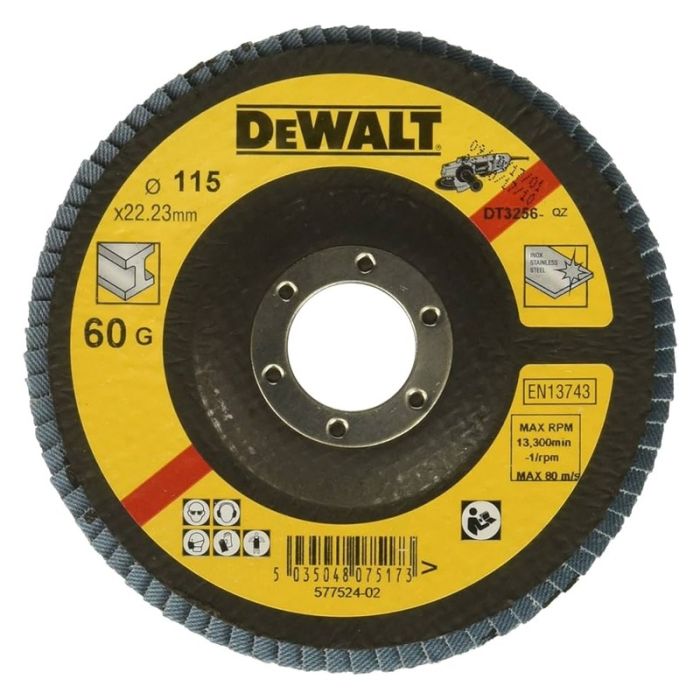 DeWALT - Disc lamelar pentru metal, 115x22.23mm, P60 [DT3256-QZ]