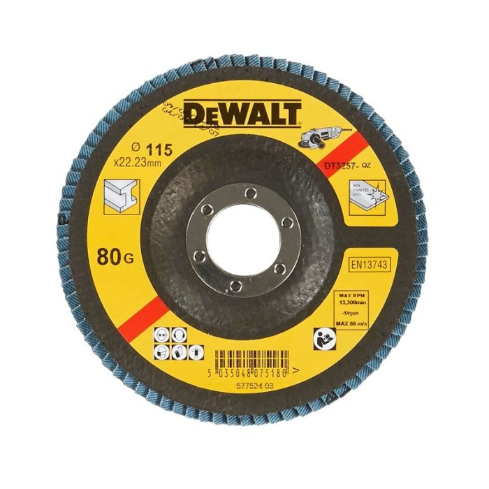 DeWALT - Disc lamelar pentru metal, 115x22.23mm, P80 [DT3257-QZ]