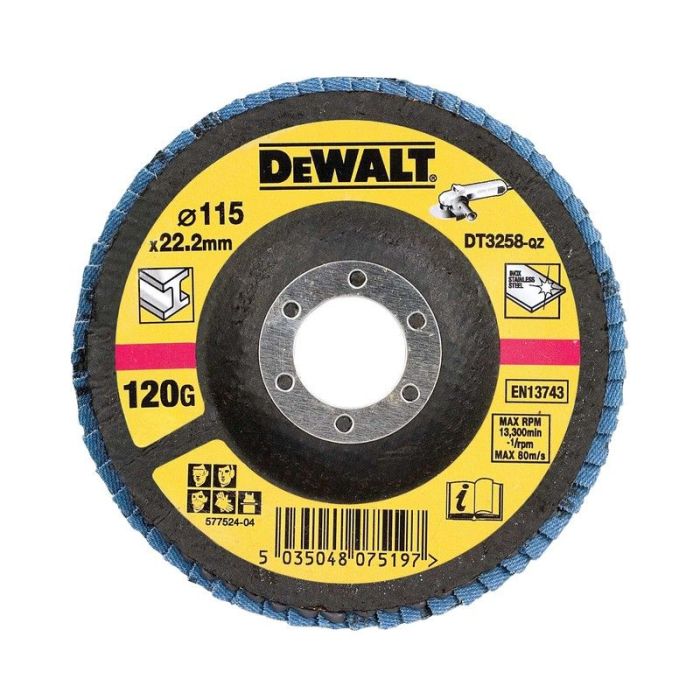 DeWALT - Disc lamelar pentru metal, 115x22.23mm, P120 [DT3258-QZ]