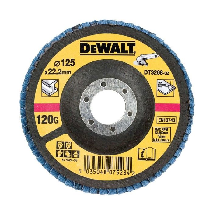 DeWALT - Disc lamelar pentru metal, P120, 125x22.23mm [DT3268-QZ]