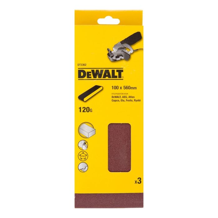 DeWALT - Banda abraziva pentru slefuire, P120, 100x560mm, 3 bucati [DT3362-QZ]