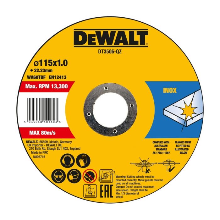 DeWALT - Disc debitare inox, 115x22.23x1mm [DT3506-QZ]