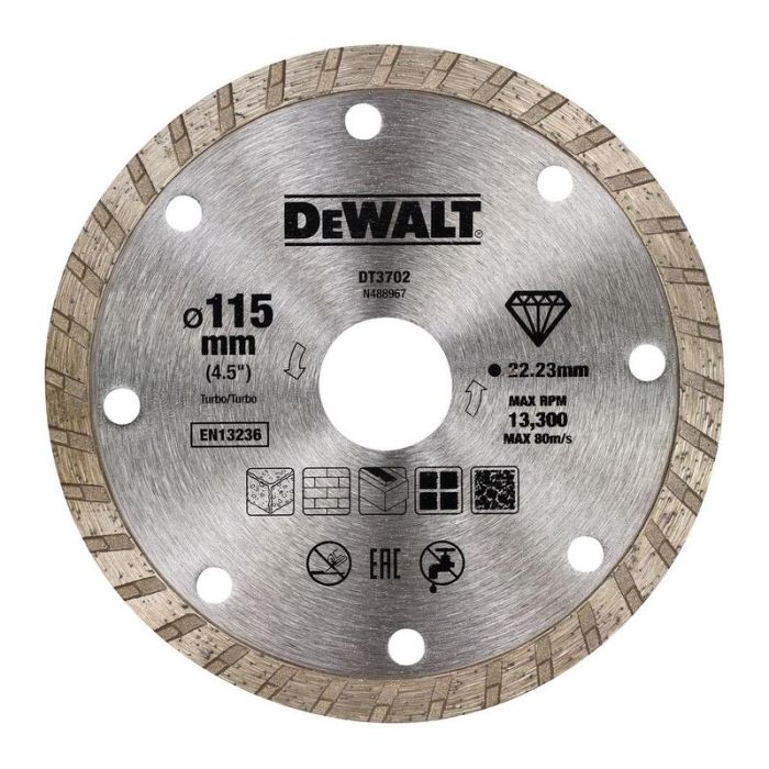 DeWALT - Disc diamantat Turbo taiere uscata 115x22.2mm [DT3702-QZ]