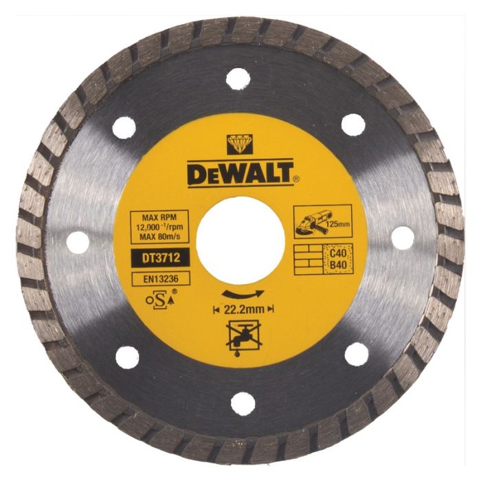 DeWALT - Disc diamantat pentru piatra TURBO, 125x22.23x2.2mm [DT3712-QZ]