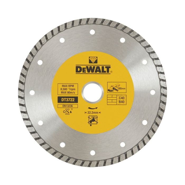 DeWALT - Disc diamantat pentru piatra TURBO, 180x22.23x2.4mm [DT3722-QZ]