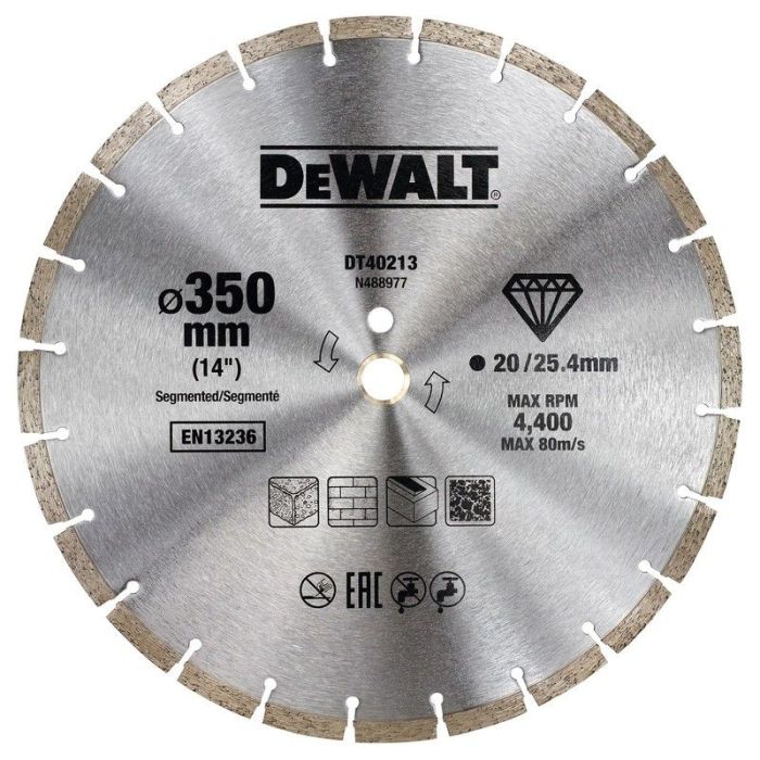 DeWALT - Disc diamantat segmentat pentru beton si piatra, 350mmx25.4/20mm [DT40213-QZ]