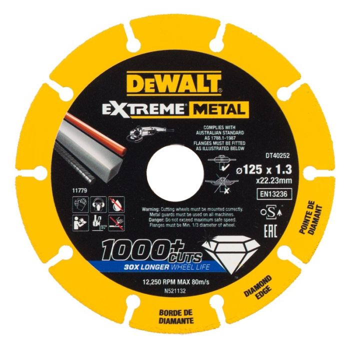 DeWALT - Disc diamantat pentru otel/aluminiu/metal, 125x22.23x1.3mm [DT40252-QZ]