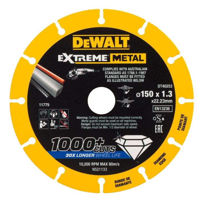 DeWALT - Disc diamantat pentru metal/otel EXTREME, 150x22.23x1.3mm [DT40253-QZ]